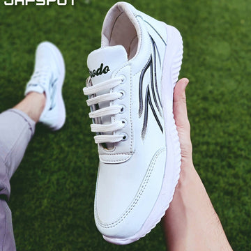 Jaf Spot Running Sneakers- white with black lines
