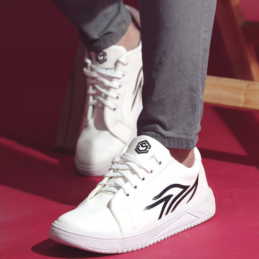 Jaf Spot Lace Up White Sneakers